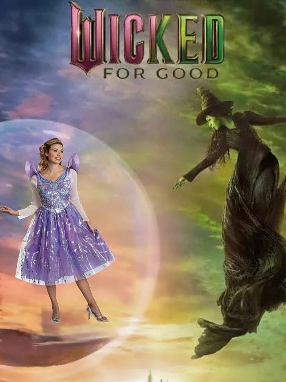 Wicked for Good Glinda Costume Dress Purple & White Women’s Size Large 12-14
